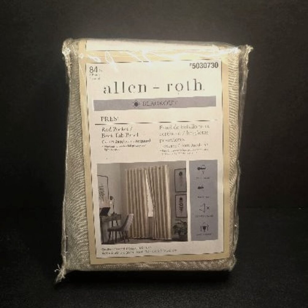 New Allen & Roth 84 in 1 Panel Rod Pocket Beige Blackout